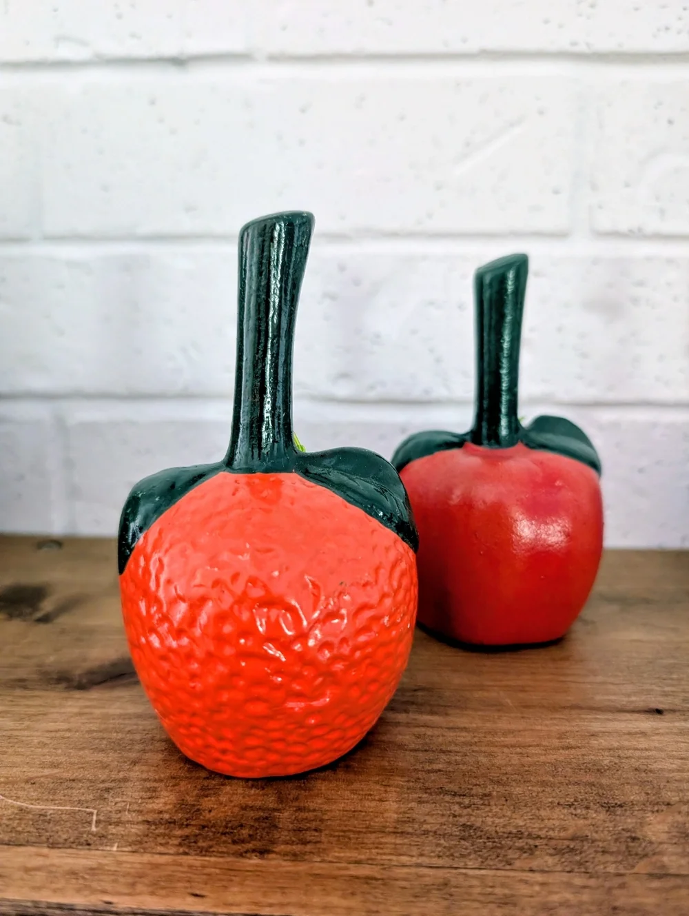 Fruit Hand Bells - Decorative Fun Retro Functional Home Decor - Orange And Apple